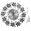 3D Wall Clock,Round Leaf Petals Metal Wall Clock,Dial - Silver Black 6