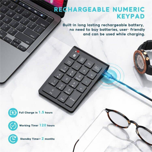 Wireless Bluetooth Numeric Keypad, 22-Keys Portable Slim Numeric Pad 1