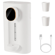 Wall Mounted Smart Mouth Wash Dispenser with 2 Reusable Cups White