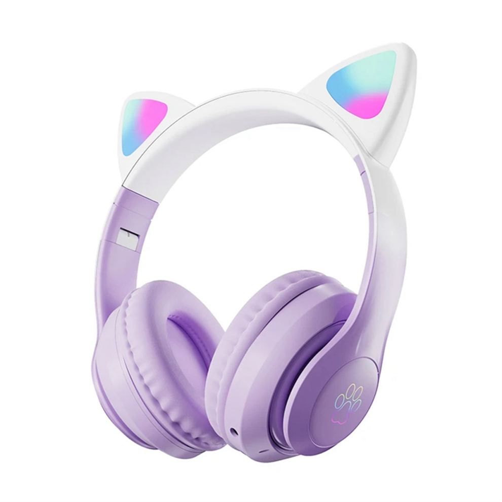 Photos - Headphones Merkloos Cute Cat Gradient Wireless Headsets LED Light 