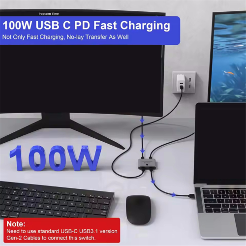 Dubbelriktad USB-C-switchsplitter 8K USB-C-switch KVM 8K 60Hz 2