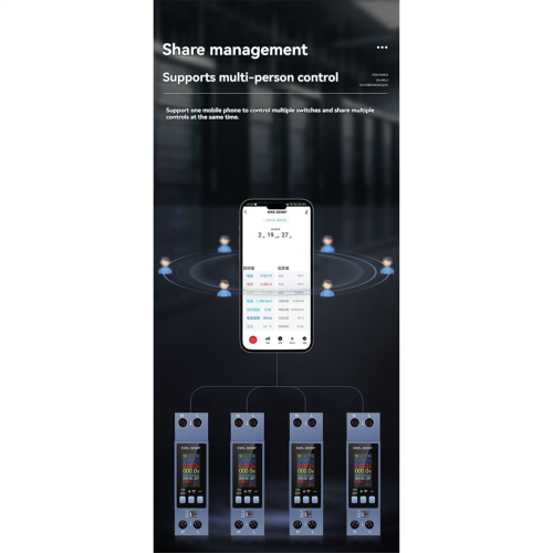 TUYA WIFI Energimätare Din-skena Montering Digital Voltmeter Amperemeter