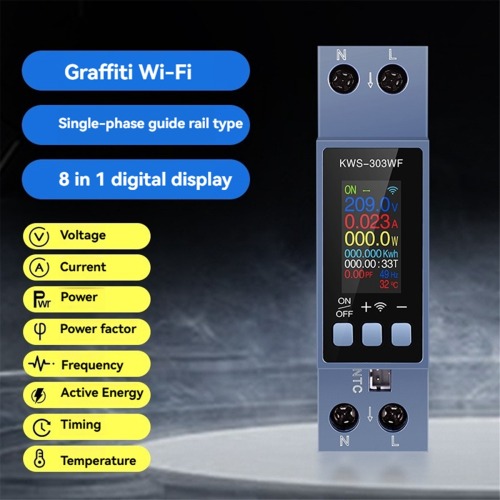 TUYA WIFI Energimätare Din-skena Montering Digital Voltmeter Amperemeter 1