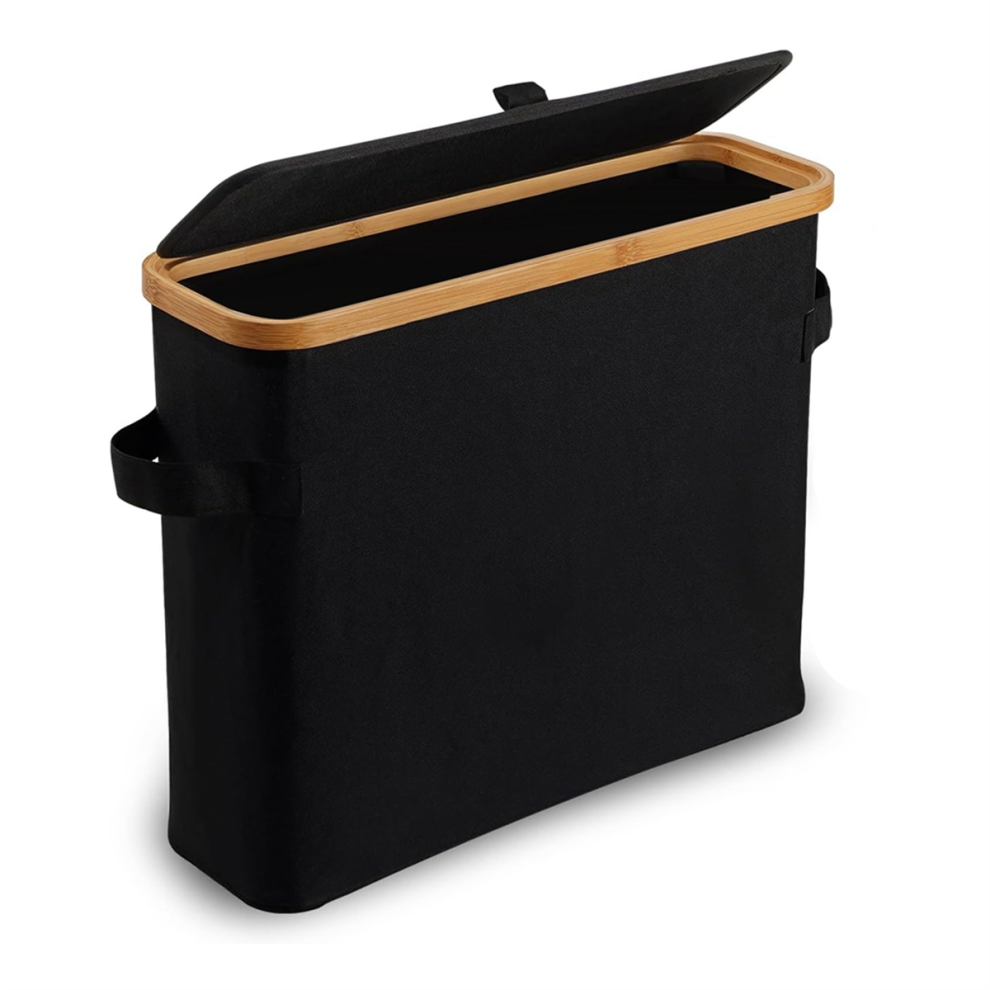 Bamboo Toilet Paper Storage Toilet Paper Stand with Bamboo Lid Black-image-OPC-PGZ68TV-NEW