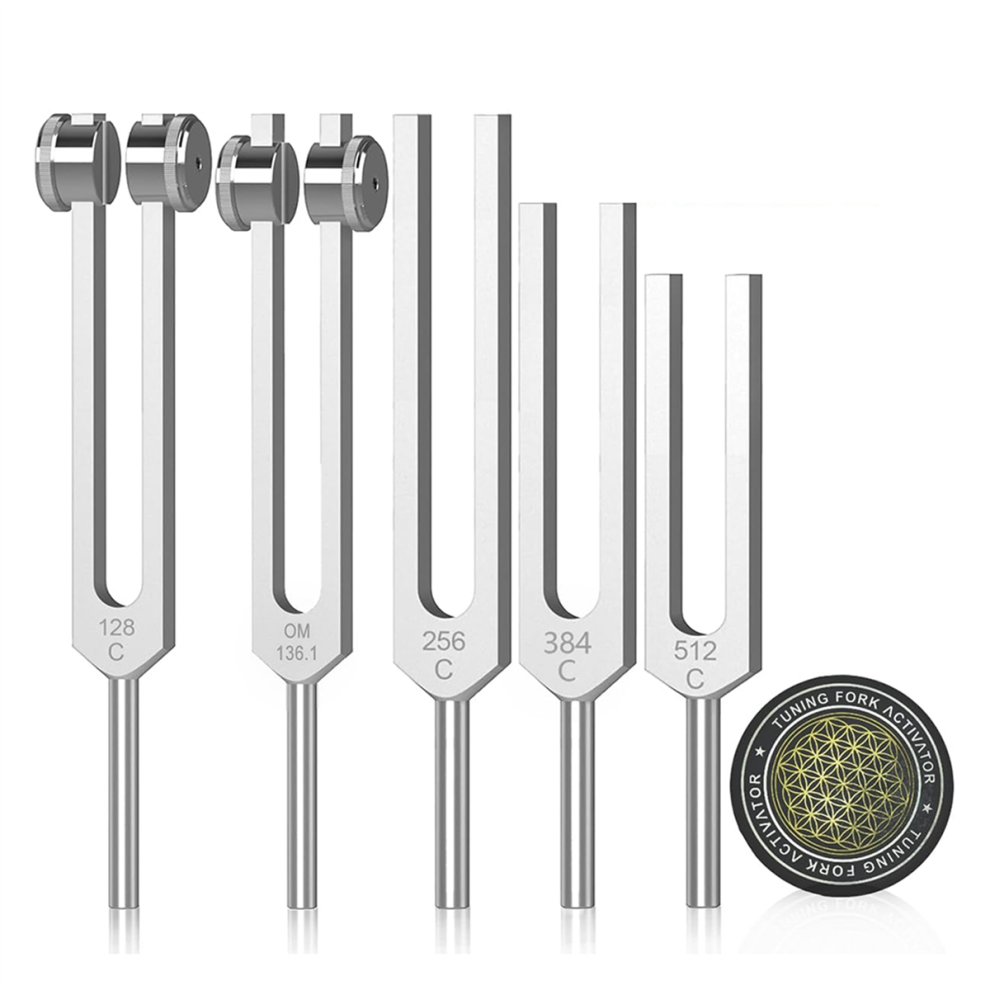 Merkloos Tuning Forks For Healing Set 128Hz,136Hz,256Hz, Hockey Puck Activator