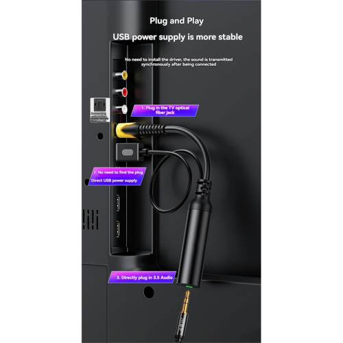 Καλώδιο USB με ψηφιακή οπτική ίνα, τετράγωνη θύρα SPDIF σε 3,5 χιλ. 2