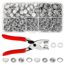 Alicates de pressão de pérola para tecido, kit de botões de pressão de metal para roupas