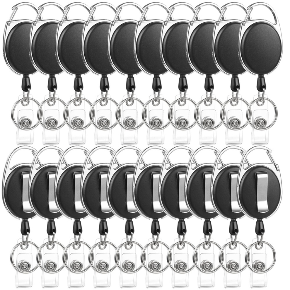 Merkloos 20 Pack Badge Reels Retractable Id Badge Holder With Carabiner