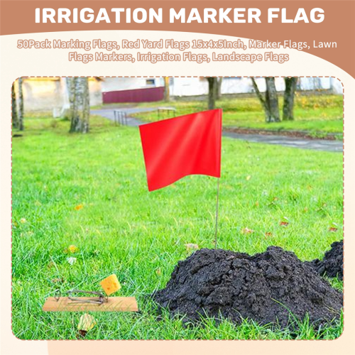 50Pack Marking Flags, Red Yard Flags 15x4x5Inch, Marker Flags 2