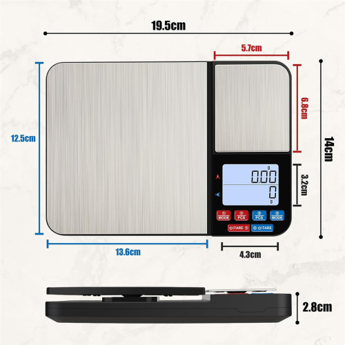 Dual Platform Kitchen Scale, [10Kg/1G] Weighing Scales Kitchen 2