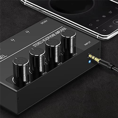 4 Channel Headphone Amplifier, with 3.5MM Output &3.5MM Audio Input 2