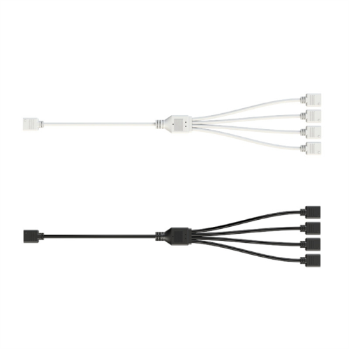 Cavo di prolunga 5V a 3 pin per computer, splitter 1 punto 4 hub, bianco 2