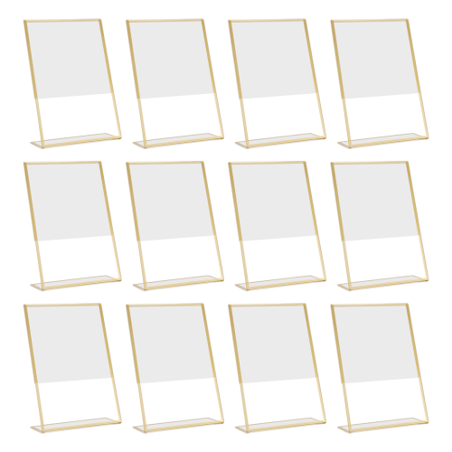 Suporte de placa de acrílico com moldura dourada, 12 peças, 4 x 6 polegadas, vertical 1