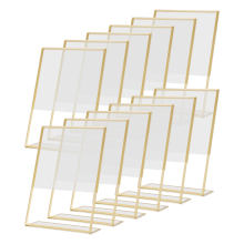 Suporte de placa de acrílico com moldura dourada, 12 peças, 4 x 6 polegadas, vertical
