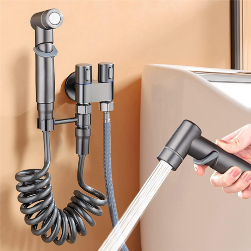 Kit de mini-robinet à double commande 1 entrée 2 sorties pour bidet et douche-C