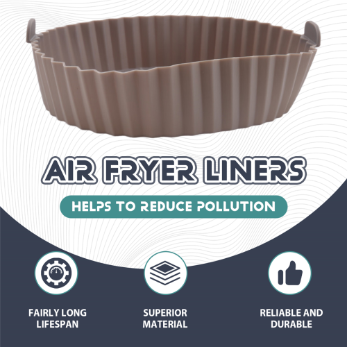 Forro para Air Fryer, pote de silicone reutilizável de 10 polegadas para Air Fryer, marrom 2