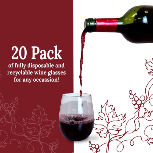 Disposable Wine Glasses, Stemless Plastic Wine Glasses 1