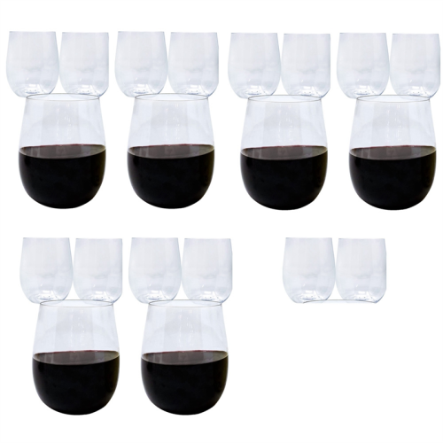 Disposable Wine Glasses, Stemless Plastic Wine Glasses