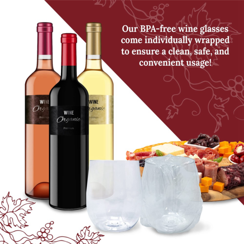 Disposable Wine Glasses, Stemless Plastic Wine Glasses 2