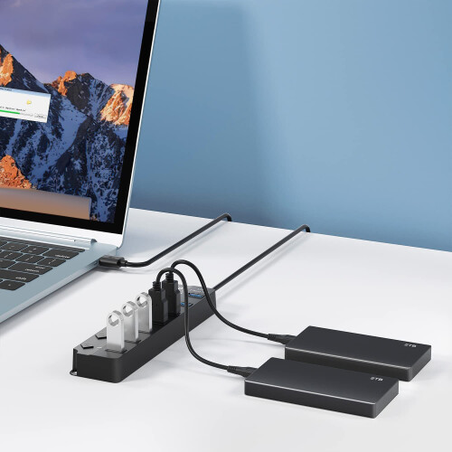 Hub USB Splitter a 7 porte, adattatore USB 3.0 multi-hub, diverse porte USB 1