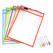 Paquete de 6 fundas reutilizables para borrado en seco, protector de hojas en varios colores