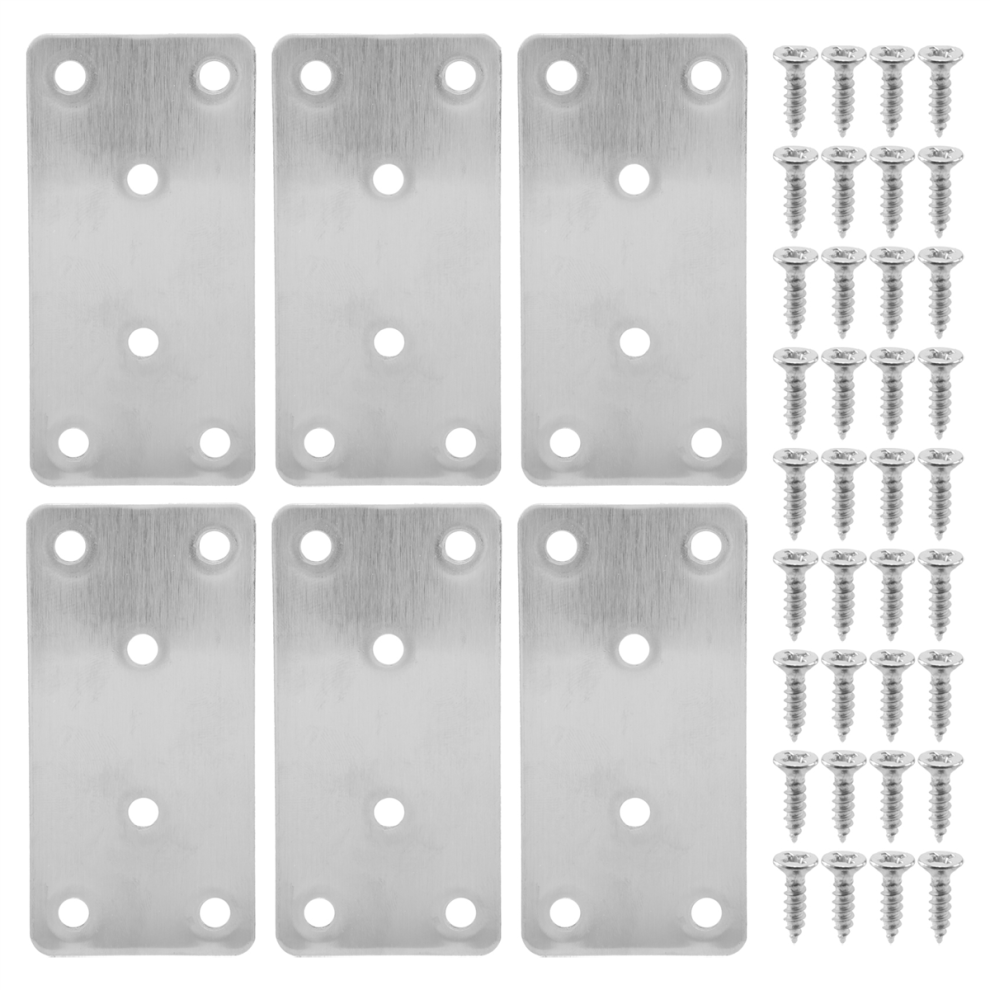 6 Pcs Mending Plates Straight Brace Brackets Heavy Duty Flat Bracket 4851870033324