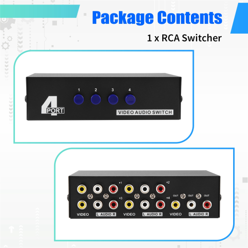 Κουτί επιλογής ήχου AV Switcher 4 θυρών L/R για κονσόλες παιχνιδιών DVD STB 2