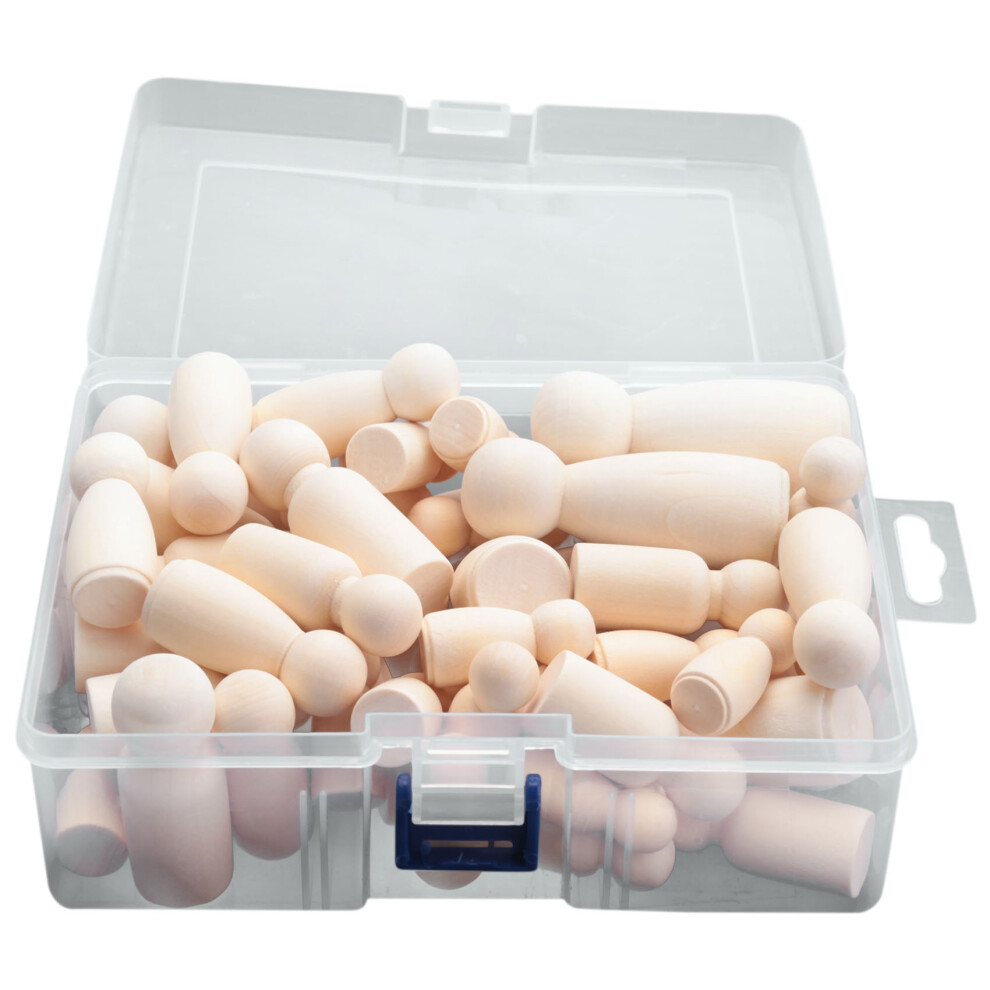 Bambole Di Legno 56 Pezzi Non Finite Decorative Fai Da Te Persone In Legno Con Cappelli-image