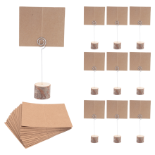 30 stuks houten plaatskaarthouders met werveldraad van kraftpapier