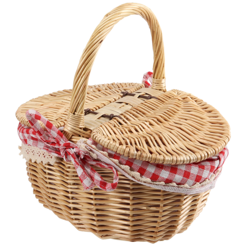 Lantlig picknickkorg i rotting med lock 1
