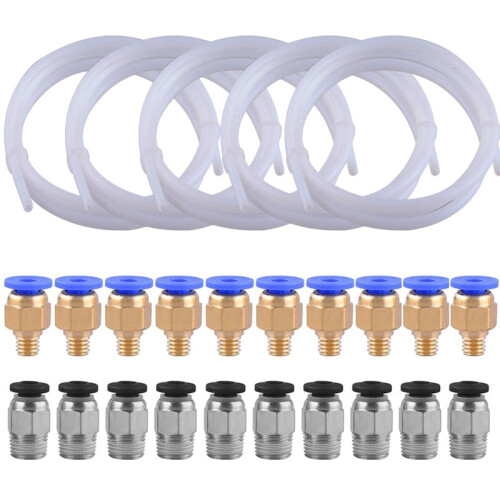 5 σωλήνες Ptfe (1,5M) με 10 Pc4-M6 & 10 Pc4-M10 για τρισδιάστατο εκτυπωτή 1,75mm