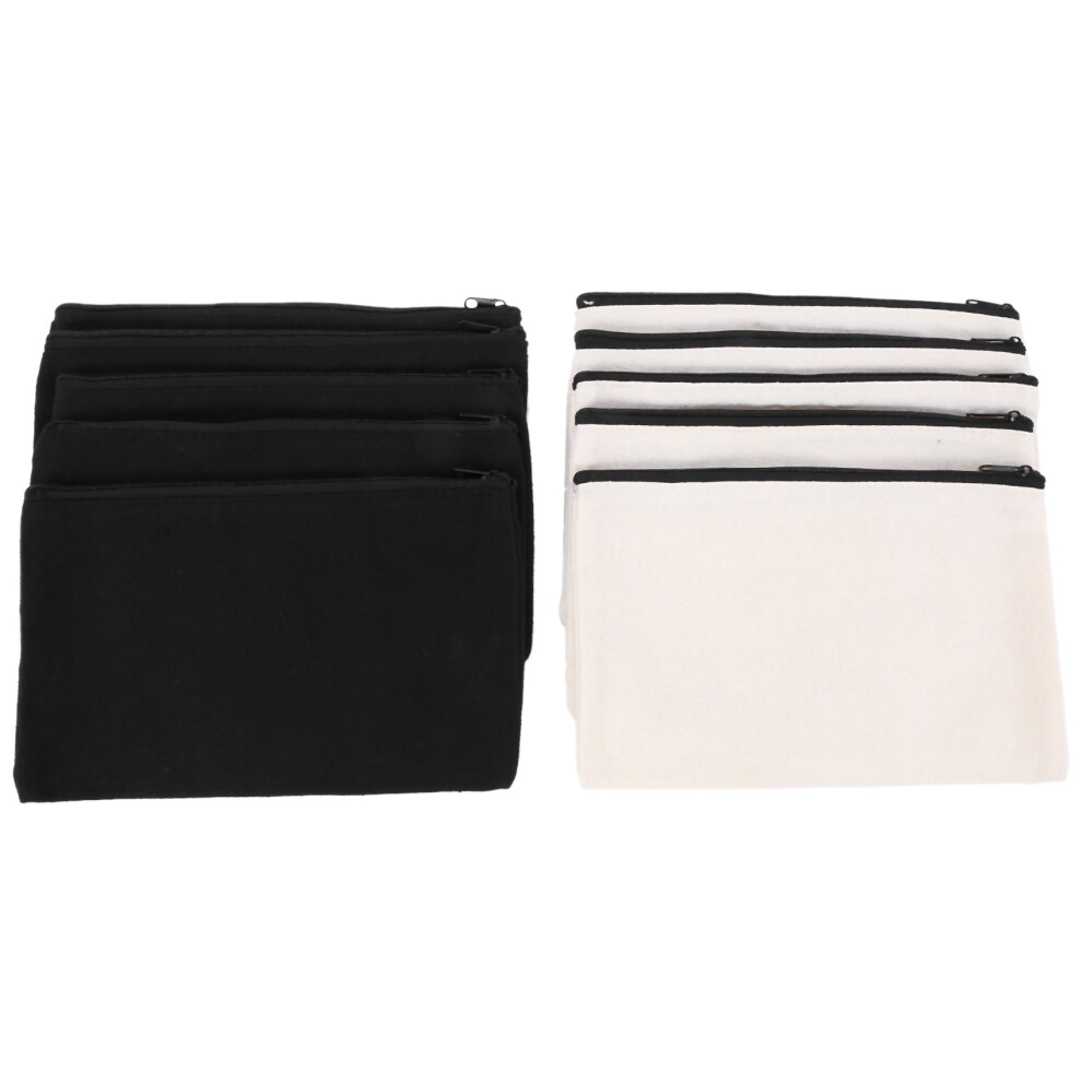 Merkloos 10Pcs Canvas Makeup Bags Canvas Zipper Pouch Bags Pencil Case Pouch