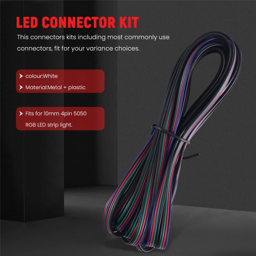 Καλώδιο επέκτασης ταινίας LED RGB 4 ακίδων 5M, κιτ συνδέσμων ταινιών LED 2