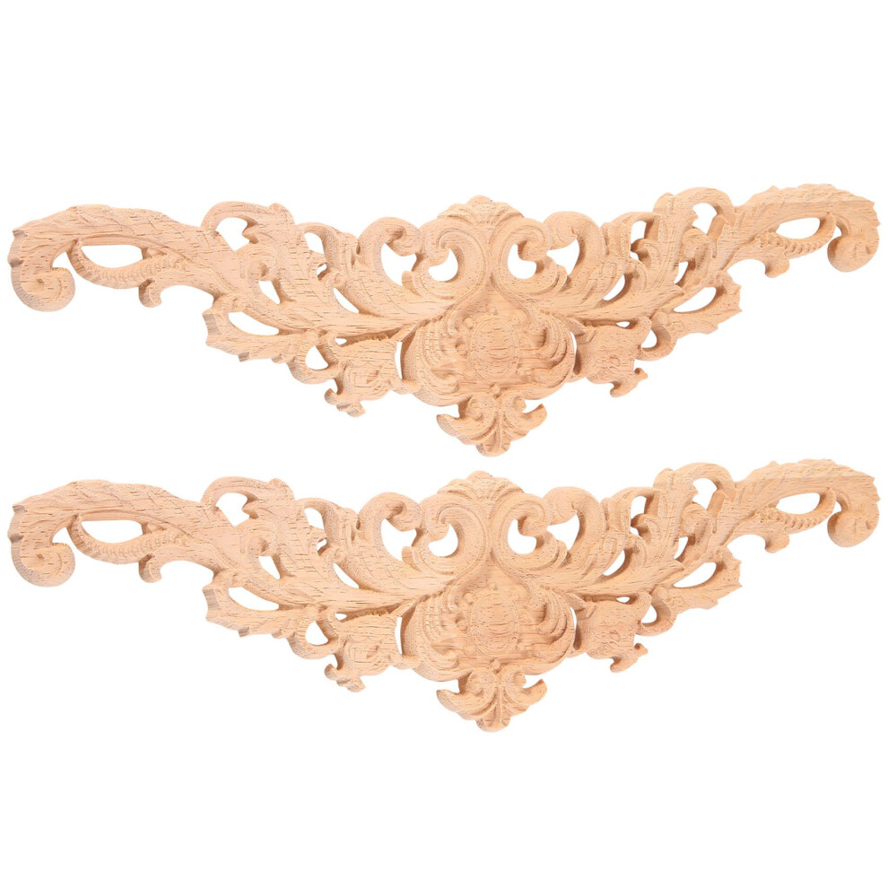 Applique Decorativa In Legno Intagliato A Forma Di Intarsio, 2 Pezzi, Per Mobili, 30 X 8 Cm-image