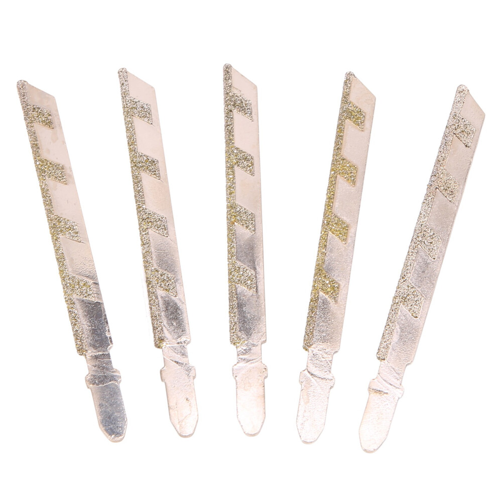 Lot de 5 lames de scie sauteuse diamantées à tige en T de 101 mm et 4 pouces pour carrelage de maçonnerie