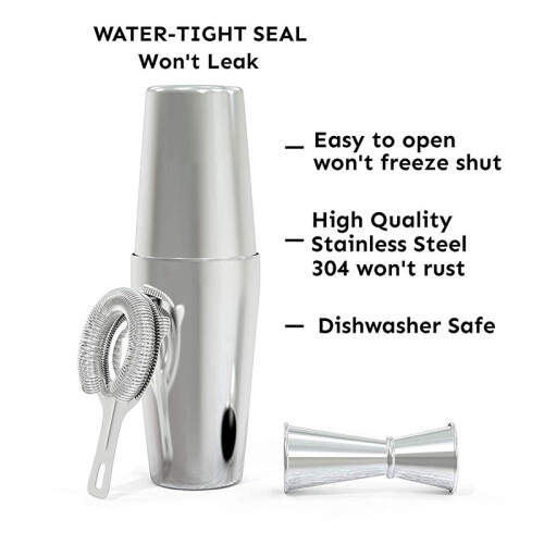 Cocktail Shaker Set: Cocktail Strainer and Jigger Set. 2