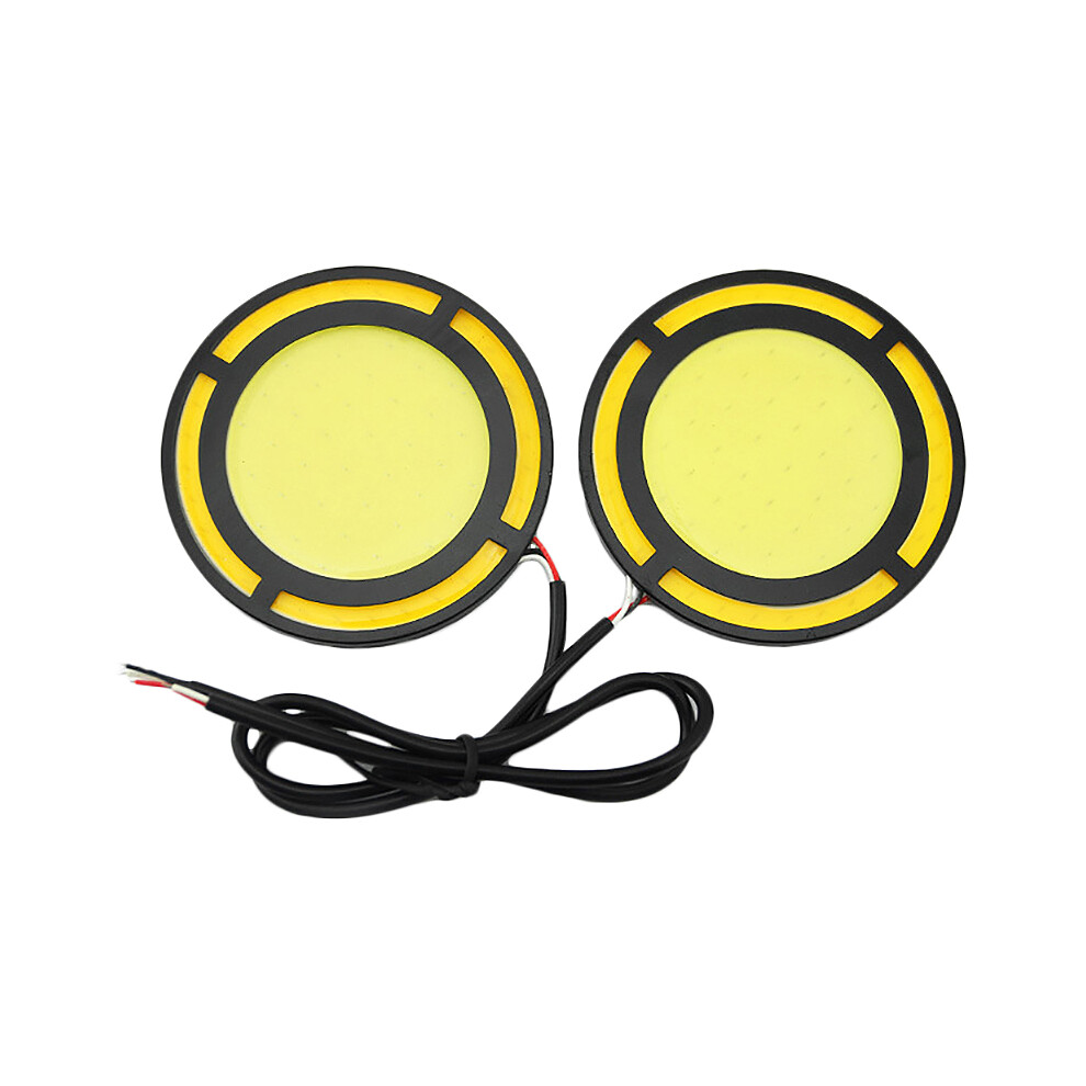 2Pcs Auto Gelb + Weiß Cob Led Drl Lampe Tagfahrlicht Nebel Licht-image
