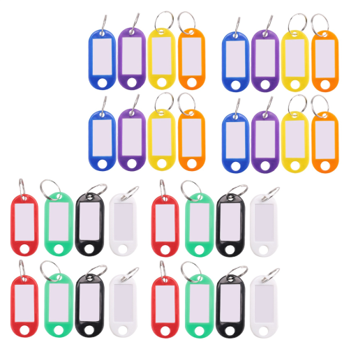 32x Multi-kleuren plastic sleutelhanger ID-tags met splitringsleutelring 1