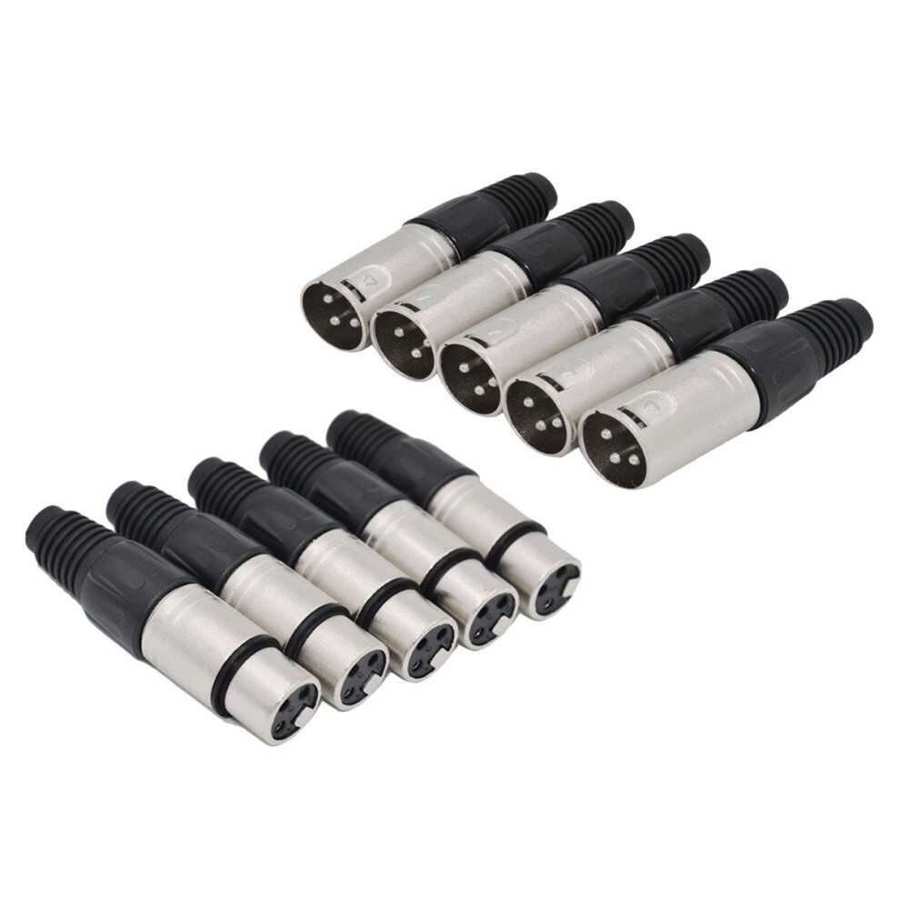 10X 3 Pin Xlr LöTen Typ 5 MäNnlich + 5 Weiblich Stecker Kabel Stecker-image