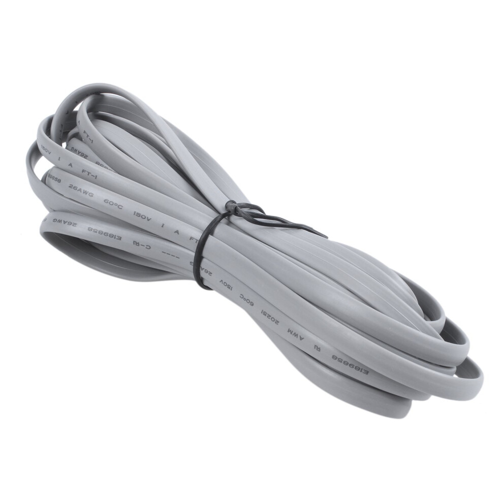 Câble téléphonique plat RJ11 M/M 6P6C en plastique gris, 5 m, 4,8 m