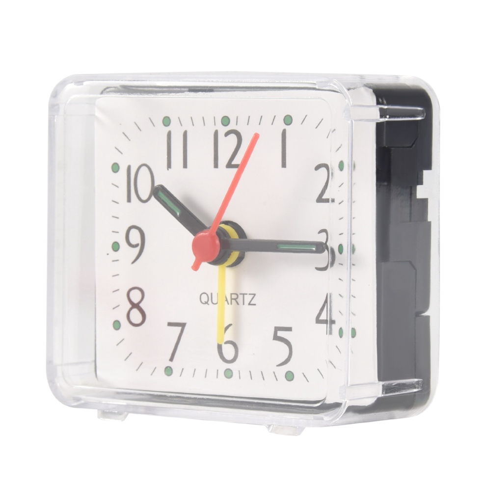 1 mini horloge de table multifonction portable et mignonne (blanche)