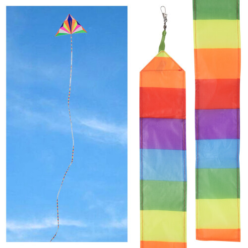 Acessório de pipa de nylon super resistente com cauda de pipa arco-íris e brinquedo infantil 2