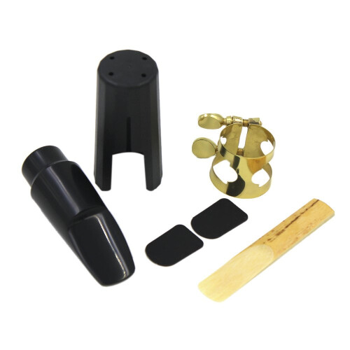 Saxofone soprano com fivela de metal e boquilhas pretas 2