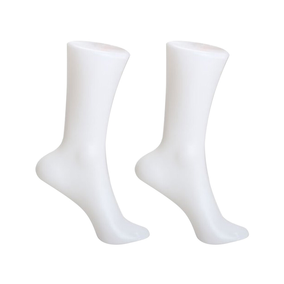 Merkloos 2Pcs Female Foot Sock Sox Display Mold Short Stocking Mannequin White
