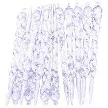 (As show, One size) 24 Pcs Clear Icicle Ornaments Xmas Tree Hanging Decor Winter Icicle Ornament Winter Tree Decorations