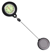 (As show, One size) Badge Reel Pocket Watch Fashion Pocket Watch Clip-on Pocket Hanging Watch Creative Pocket Hanging Watch Test Watch for Students (Black Luminous)