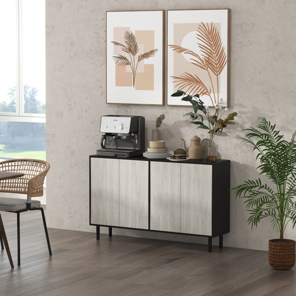 HOMCOM Sideboard Storage Cabinet for Living Room with Adjustable Shelves Black - Image 4