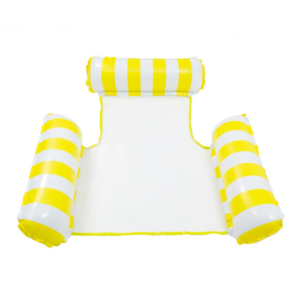 Playmc ( With White) Water Hammock Recliner Inflatable Floating Swimming Mattress Sea Swimming Ring Pool Party Toy Lounge Bed For Swimming Yellow/White