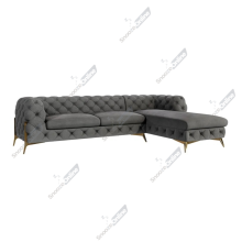 (Coffee Grey, Right Hand Chaise) SnoozeOnline Velvet Chaise Lounge Chaise Chesterfield 3 Seat Corner Settee Sofa For Living Room