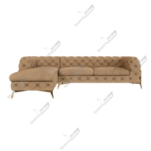 (Mink, Left Hand Chaise) SnoozeOnline Velvet Chaise Lounge Chaise Chesterfield 3 Seat Corner Settee Sofa For Living Room